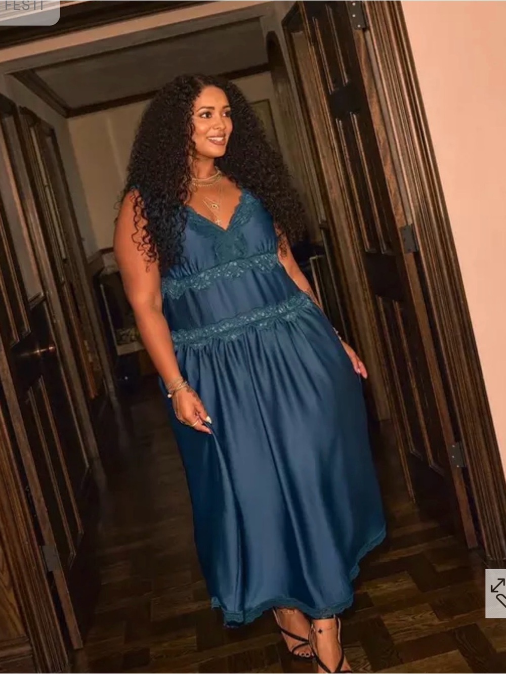 Festi Lace-Trim Satin Maxi Slip Dress in Teal size 3  NWT TORRID  3XL 22/24